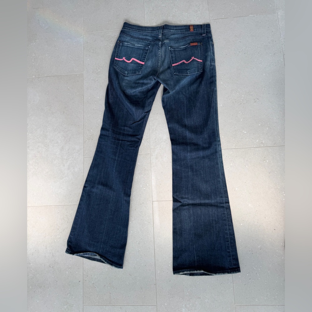 7 For All Mankind Dark Blue Flare Jeans - Picture 2 of 6